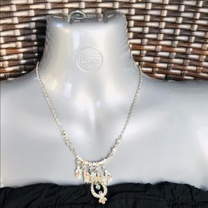 VCLM Silver Tone Rhinestone Necklace